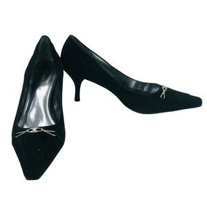 Etienne Aigner Women’s 9.5 Black Suede Pumps Heels Horse bit Detail Posey